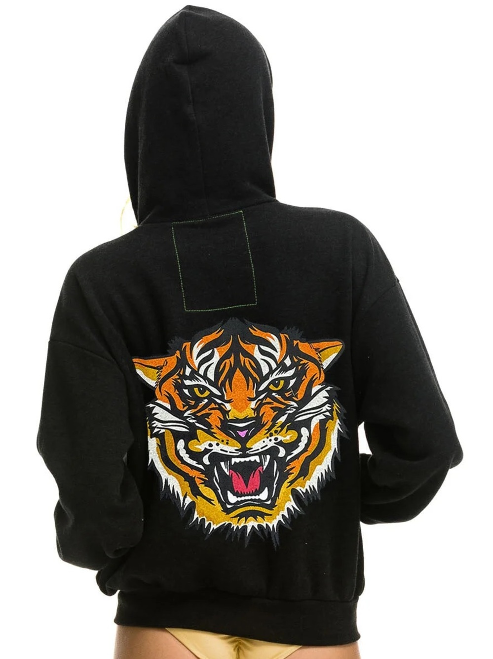 Aviator Nation Dreamland Tiger Print Full Zip Hoodie Charcoal Unisex XS